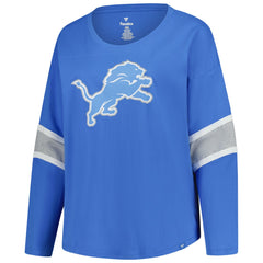 Detroit Lions Women's Plus Size Redzone 3/4-Sleeve Scoop Neck T-Shirt - Blue - Fanatics