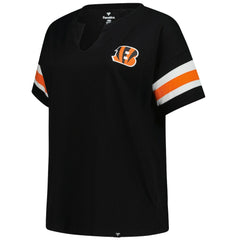 Cincinnati Bengals Women's Plus Size Redzone Notch Neck T-Shirt - Black - Fanatics