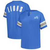 Detroit Lions Women's Plus Size Redzone Notch Neck T-Shirt - Blue - Fanatics