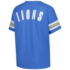 Detroit Lions Women's Plus Size Redzone Notch Neck T-Shirt - Blue - Fanatics
