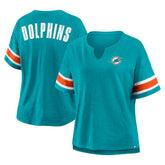 Miami Dolphins Women's Plus Size Redzone Notch Neck T-Shirt - Aqua - Fanatics
