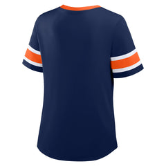 Denver Broncos Women's Plus Size Red Zone Athena Lace-Up V-Notch Neck T-Shirt - Navy - Fanatics