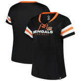 Cincinnati Bengals Women's Plus Size Red Zone Athena Lace-Up V-Notch Neck T-Shirt - Black - Fanatics