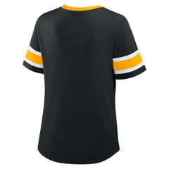 Pittsburgh Steelers Women's Plus Size Red Zone Athena Lace-Up V-Notch Neck T-Shirt - Black - Fanatics
