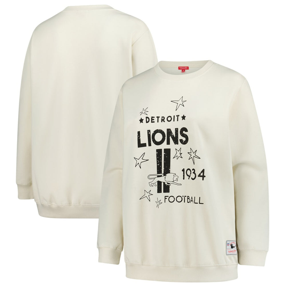 Detroit Lions Women's Plus Size Shooting Star Sweatshirt - Cream - Mitchell & Ness