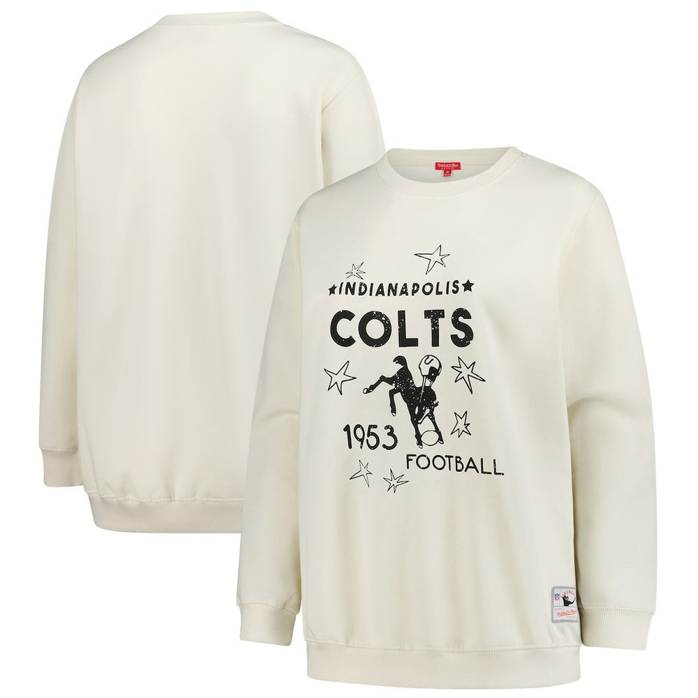 Indianapolis Colts Women's Plus Size Shooting Star Sweatshirt - Cream - Mitchell & Ness