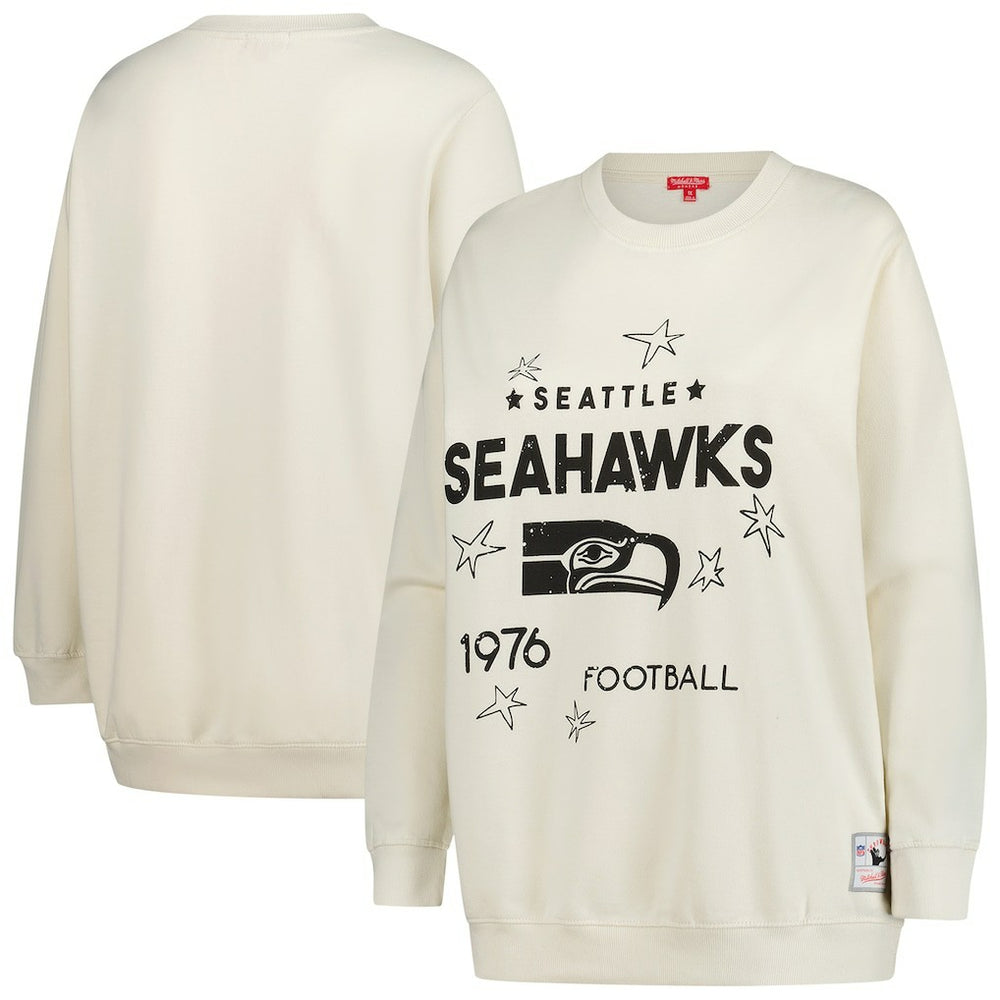 Seattle Seahawks Women's Plus Size Shooting Star Sweatshirt - Cream - Mitchell & Ness