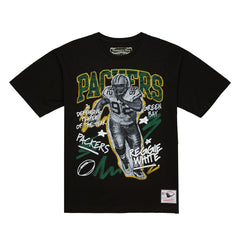 Reggie White Green Bay Packers Chalked Up Player Graphic T-Shirt - Black - Mitchell & Ness