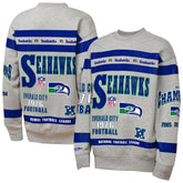 Seattle Seahawks Youth Throwback All-Over Print Fleece Sweatshirt - Gray - Mitchell & Ness
