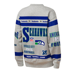 Seattle Seahawks Youth Throwback All-Over Print Fleece Sweatshirt - Gray - Mitchell & Ness