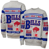 Buffalo Bills Youth Throwback All-Over Print Fleece Sweatshirt - Gray - Mitchell & Ness