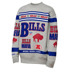 Buffalo Bills Youth Throwback All-Over Print Fleece Sweatshirt - Gray - Mitchell & Ness