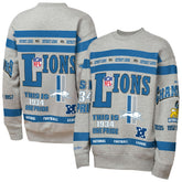 Detroit Lions Youth Throwback All-Over Print Fleece Sweatshirt - Gray - Mitchell & Ness