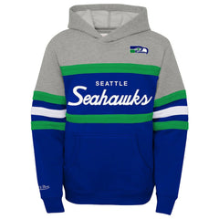 Seattle Seahawks Youth Throwback Head Coach Pullover Hoodie - Royal - Mitchell & Ness