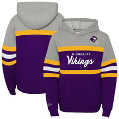Minnesota Vikings Youth Throwback Head Coach Pullover Hoodie - Purple - Mitchell & Ness