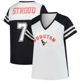 C.J. Stroud Houston Texans Women's Plus Size Bling V-Neck T-Shirt - White - Fanatics