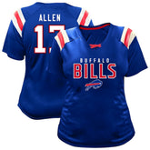 Josh Allen Buffalo Bills Women's Plus Size Name & Number Raglan Lace V-Neck T-Shirt - Royal - Fanatics