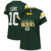 Jordan Love Green Bay Packers Women's Plus Size Name & Number Raglan Lace V-Neck T-Shirt - Green - Fanatics