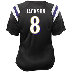 Lamar Jackson Baltimore Ravens Women's Plus Size Name & Number Raglan Lace V-Neck T-Shirt - Black - Fanatics