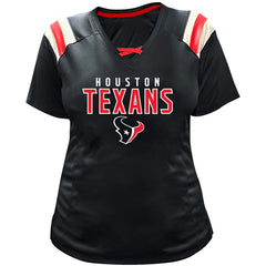 C.J. Stroud Houston Texans Women's Plus Size Name & Number Raglan Lace V-Neck T-Shirt - Navy - Fanatics