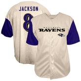Lamar Jackson Baltimore Ravens Big & Tall Baseball Button-Up Shirt - Cream - Fanatics