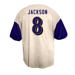 Lamar Jackson Baltimore Ravens Big & Tall Baseball Button-Up Shirt - Cream - Fanatics