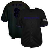 Lamar Jackson Baltimore Ravens Big & Tall Baseball Button-Up Shirt - Black - Fanatics