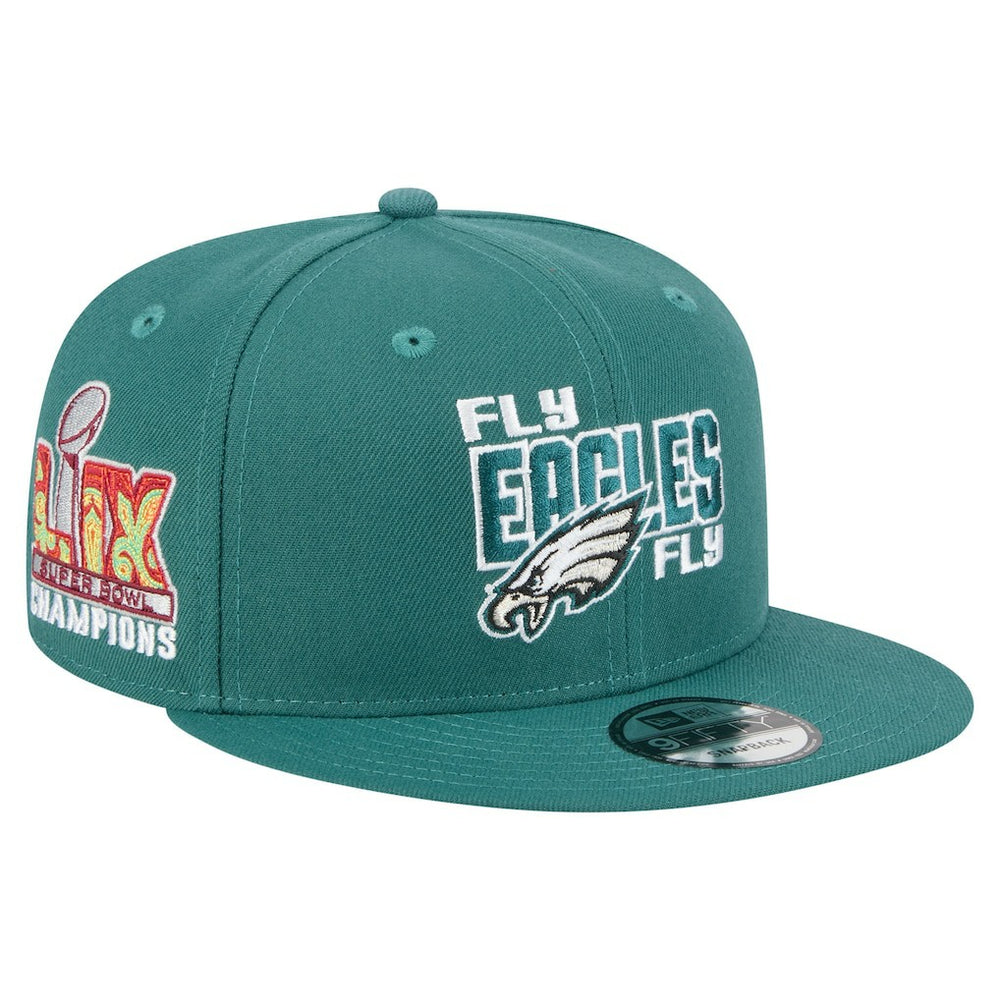 Philadelphia Eagles New Era Super Bowl LIX Champions Side Patch 9FIFTY Snapback Hat - Midnight Green - NFL