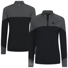 Miami Marlins Levelwear Women's Classic Stripes Insignia 2.0 Raglan Quarter-Zip Top for sale