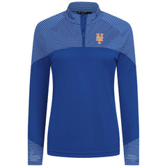 New York Mets Levelwear Women's Classic Stripes Insignia 2.0 Raglan Quarter-Zip Top Sale