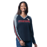 Cleveland Guardians G-III 4Her by Carl Banks Women's Top Dog Raglan Long Sleeve V-Neck T-Shirt Outlet
