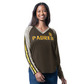 San Diego Padres G-III 4Her by Carl Banks Women's Top Dog Raglan Long Sleeve V-Neck T-Shirt Online