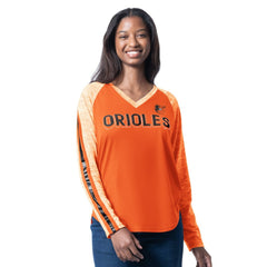 Baltimore Orioles G-III 4Her by Carl Banks Women's Top Dog Raglan Long Sleeve V-Neck T-Shirt Discount
