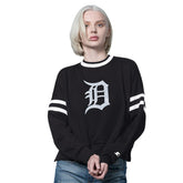 Detroit Tigers Starter Women's Rally Cropped Drop Shoulder Crewneck Sweatshirt Outlet