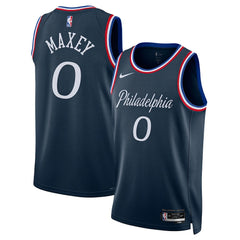 Nike Tyrese Maxey Philadelphia 76ers Unisex 2025/26 Swingman Jersey Navy City Edition