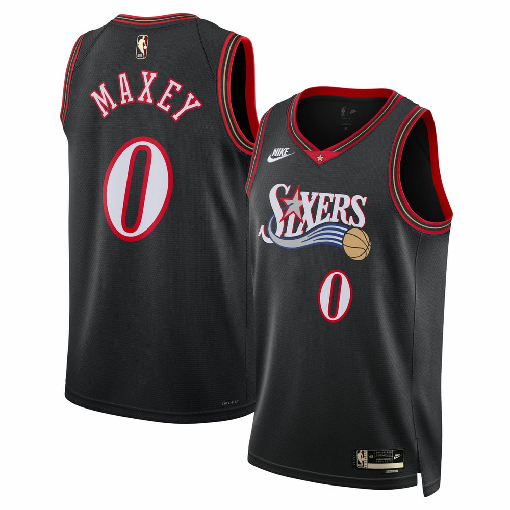 Nike Tyrese Maxey Philadelphia 76ers Unisex Swingman Jersey Classic Edition Black