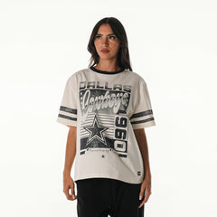 Dallas Cowboys The Wild Collective Women's Vintage Drop Shoulder Oversized Boyfriend T-Shirt - Cream - NFL