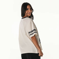 Dallas Cowboys The Wild Collective Women's Vintage Drop Shoulder Oversized Boyfriend T-Shirt - Cream - NFL
