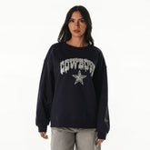 Dallas Cowboys The Wild Collective Women's Rock Crystal Oversized Crewneck Sweatshirt - Navy - NFL