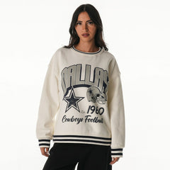 Dallas Cowboys The Wild Collective Women's Oversized Vintage French Terry Sweatshirt - Cream - NFL
