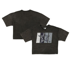 Dallas Cowboys New Era Women's Boxy Cropped Sport Night Mineral Wash T-Shirt - Black - NFL