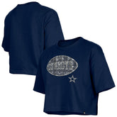 Dallas Cowboys New Era Girl's Flip Sequin Boxy T-Shirt - Navy - NFL