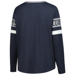 Dallas Cowboys New Era Women's Plus Size Throwback Lace-Up Long Sleeve T-Shirt - Navy - NFL