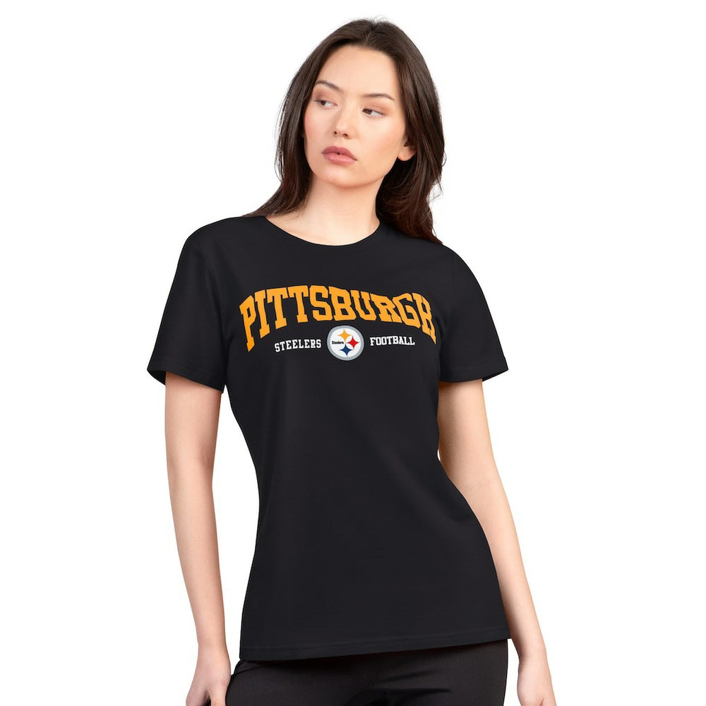 Pittsburgh Steelers G-III 4Her by Carl Banks Women's Super-Slim Lightweight Winning Crew T-Shirt - Black - NFL