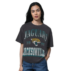 Jacksonville Jaguars Starter Women's Oversized Hall of Fame T-Shirt - Heather Black - NFL