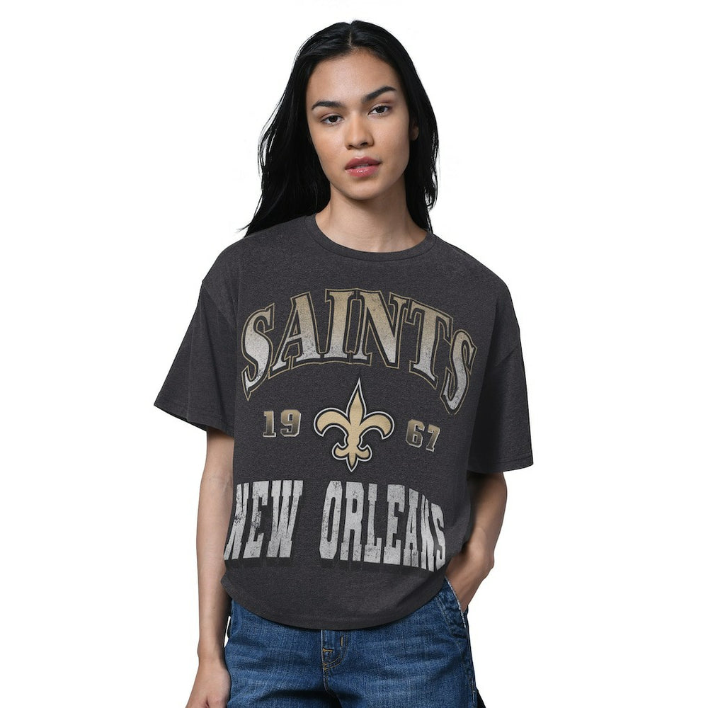 New Orleans Saints Starter Women's Oversized Hall of Fame T-Shirt - Heather Black - NFL