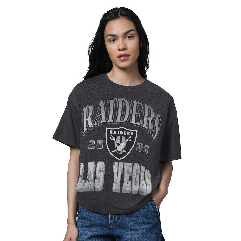 Las Vegas Raiders Starter Women's Oversized Hall of Fame T-Shirt - Heather Black - NFL