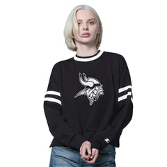 Minnesota Vikings Starter Women's Rally Drop Shoulder Cropped Sweatshirt - Black - NFL