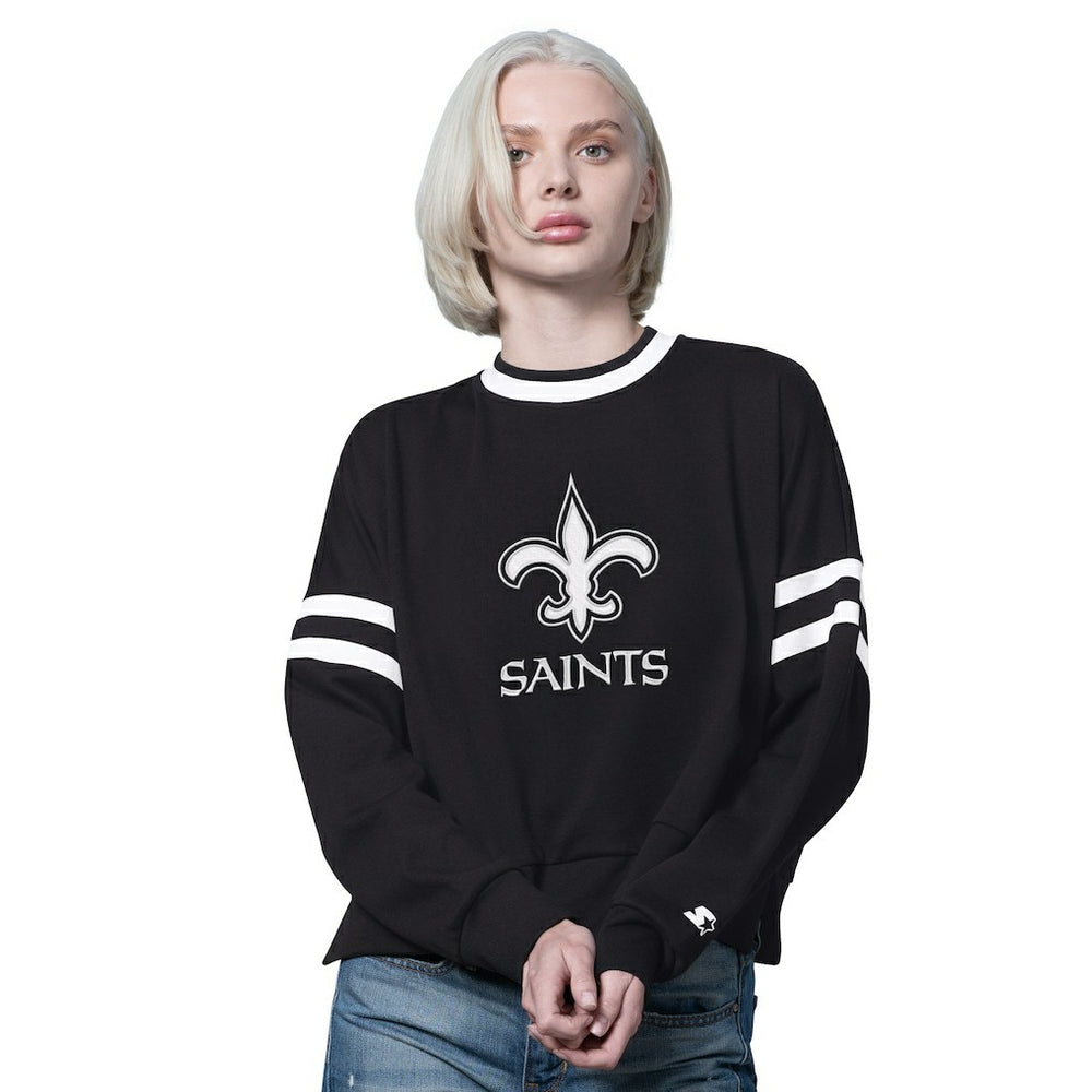 New Orleans Saints Starter Women's Rally Drop Shoulder Cropped Sweatshirt - Black - NFL