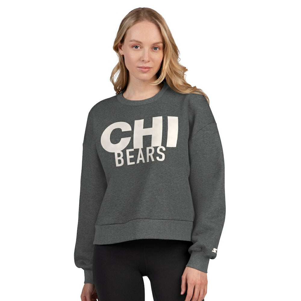 Chicago Bears Starter Women's Show Up Cropped Fleece Pullover Sweatshirt - Heather Gray - NFL